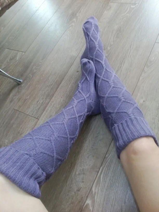 

2020 Over Knee Socks Sexy Warm Thin High Knit Stockings For Ladies Women Cable Long Boot Thigh-High Leggings