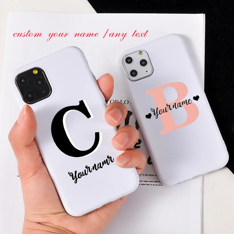 Custom Name Case For iPhone 11 Pro SE 2020 XS Max X XR 8 7Plus Candy Color Letters Soft Silicone Cover Creative Customized |