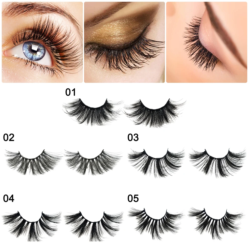 

5 Types Fake Eyelashes Reusable Box Package 25mm Lashes For Making Eyes Charm Natural False Eyelashes Suitable For Traveling Use