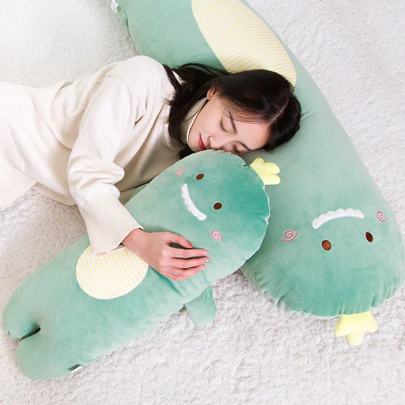

30-140cm Long Cute Soft Dinosaur Panda Cat Powder Pig Pillow Plush Toy Down Cotton Filling Nap Pillow Children Animal Doll Gift