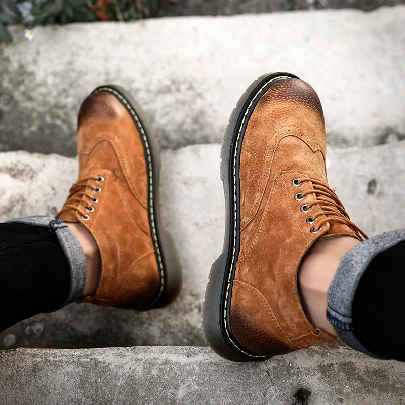 Новые Роскошные зимние мужские ботинки в британском стиле удобные кожаные