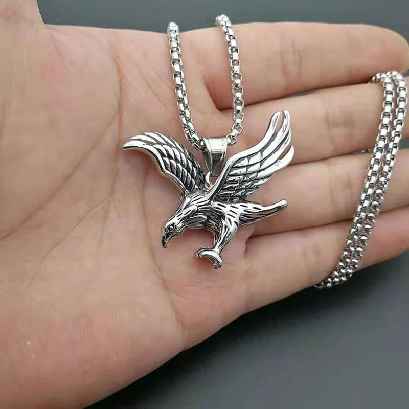 Мужские титановые Подвески с изображением орла Falcon Hawk панк-ювелирные изделия из