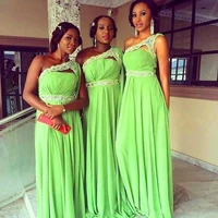 lace one shoulder bridesmaid dresses mermaid maid of honor gowns long lime green african brides wedding guest formal dress