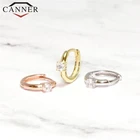 Серьги-кольца женские из стерлингового серебра 925 пробы с кристаллами фианита, простые роскошные круглые серьги с цирконием, золотистые и Серебристые модные ювелирные украшения