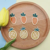 10pcs transparent drop oil carrot pineapple metal enamel charms pendants fit bracelet earring making jewelry diy accessory craft