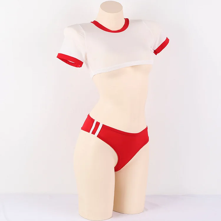 

Hot Japanese Style Anime Cosplay Costume Open Crotch Japanese Schoolgirl Uniform Cheer Leading Roleplay Sexy Lingerie Set