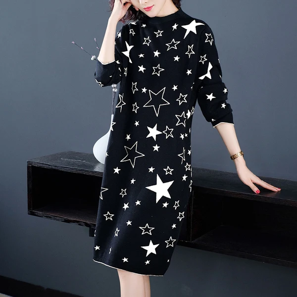 Женское вязаное Платье Свитер оверсайз стрейчевое платье свитер в полоску со