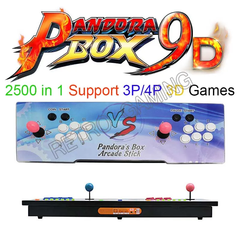 VS Встроенный Pandora box 9d 2500 В 1 аркадная игровая консоль поддержка 3P 4P игровой usb-геймпад Plug and play Поддержка 3d игры mutal Kombat - Цвет: VS
