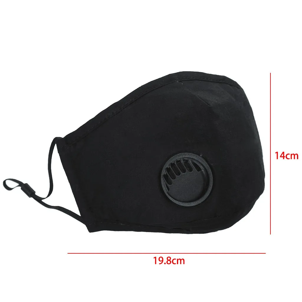 

Black Reusable Mask With 2PCS Filter PM2.5 Adult Man Woman Mouth Mask Washable Face Mask Valve Foggy Haze Facial Masks masque