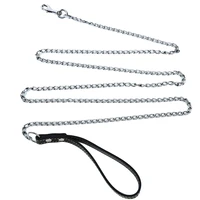 bite proof heavy duty chain dog leash pet metal lead handle trigger hook pet training collar leash necklace dog product