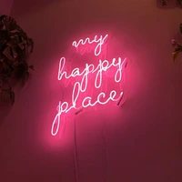 neon sign for my happy place club lamp iconic light hotel custom home decorate room wall decor window lamps impact attract light