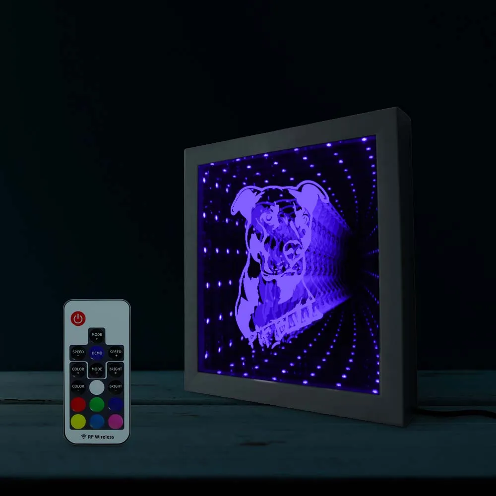 Рамка для фотографий с светодиодный светкой питбуля зеркальная LED подсветильник