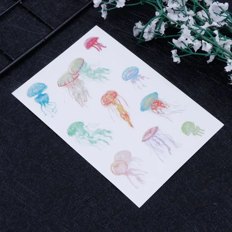 

4 Pcs/Set DIY Materials Epoxy Resin Crafts Crystal Jellyfish Jewelry Making Filling Photo Album Sticker PVC Self Adhesive
