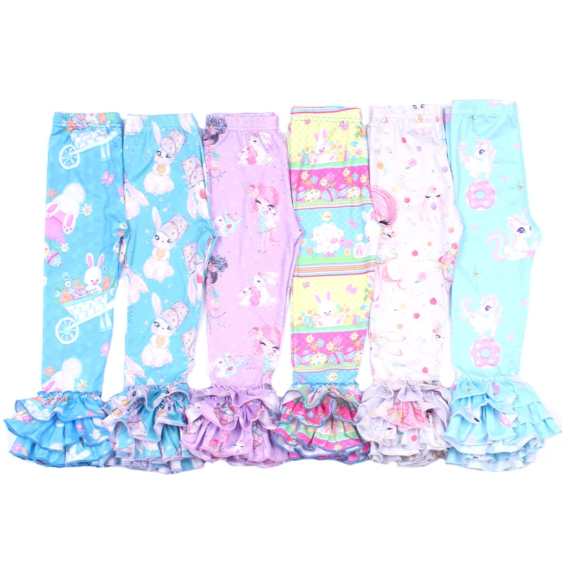 Пасхальные штаны с оборками для маленьких девочек Изысканные милые леггинсы