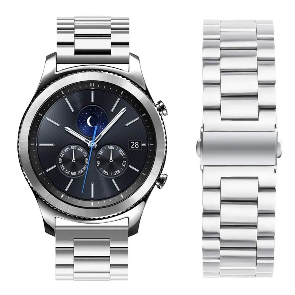 For Samsung Gear S3 Frontie 22MM/20MM/18MMBand strap Galaxy Watch 46mm Band V-MORO Stainless Steel Metal  Bracelet Strap R800