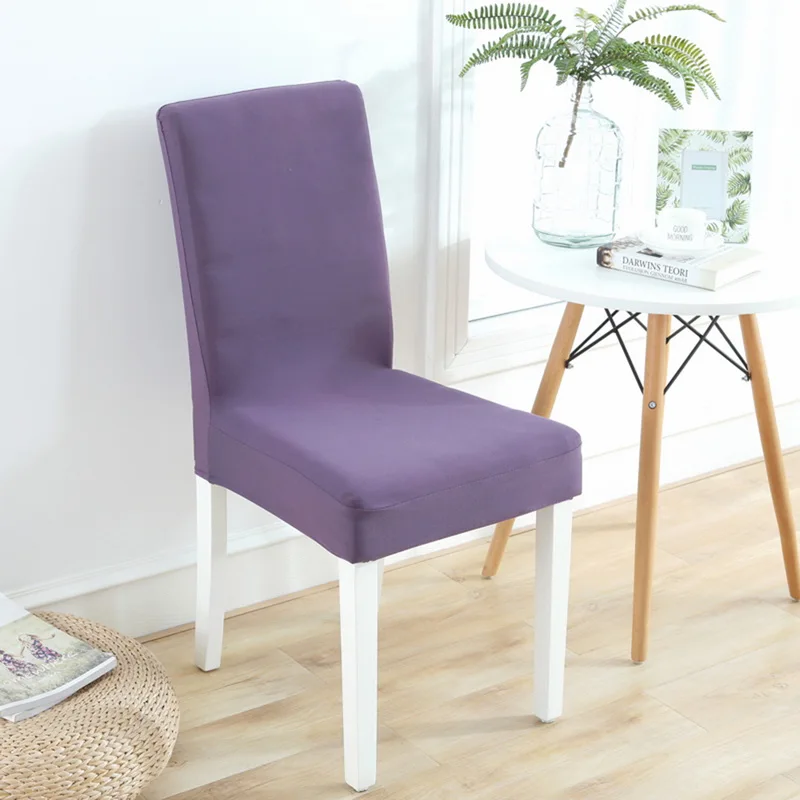 Сплошной цвет чехол для стула тянущийся эластичные Чехлы обеденных комнат белая