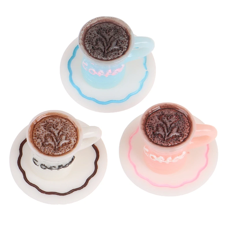 

1 Set 1/12 Dollhouse Miniature Mini Coffee Cups Plate Set Model Doll House Accessories Toys