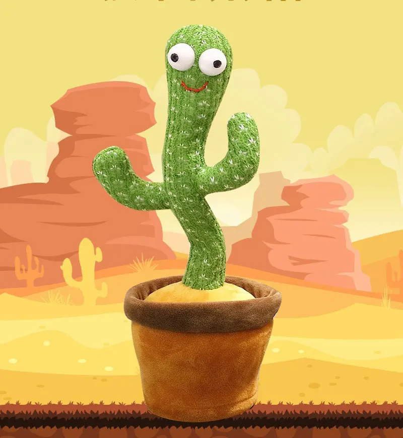 

Новая плюшевая игрушка, электронный танцующий кактус, украшение для пения, искусственная игрушка для раннего образования из трикотажной тк...