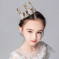 vintage gold round bride luxury headdress crown wedding bridal hair accessories princess girl child round crown birthday gift