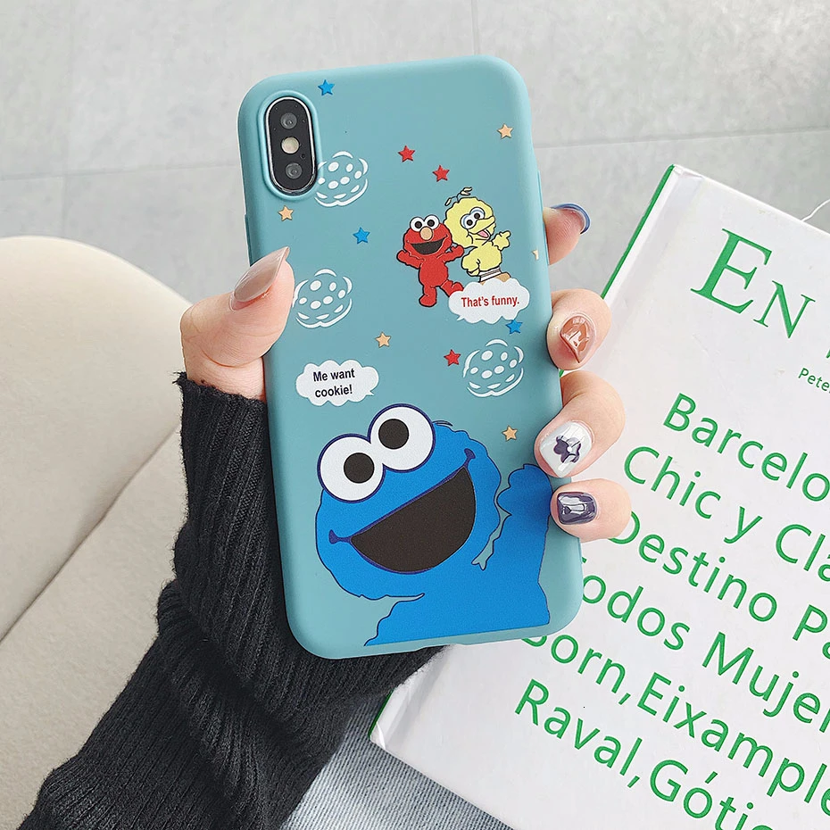 Чехол Улица Сезам для iPhone XR XS Max X 11 Pro 8 7 6S 6 Plus 5 5S SE 11Pro печенье Элмо мягкий