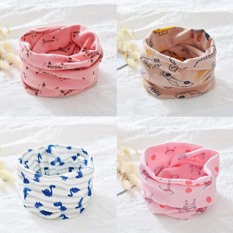 

Детские шарфы с мультяшным принтом, осенне-зимний теплый шейный платок для новорожденных девочек и мальчиков, милый мягкий хлопковый ветро...