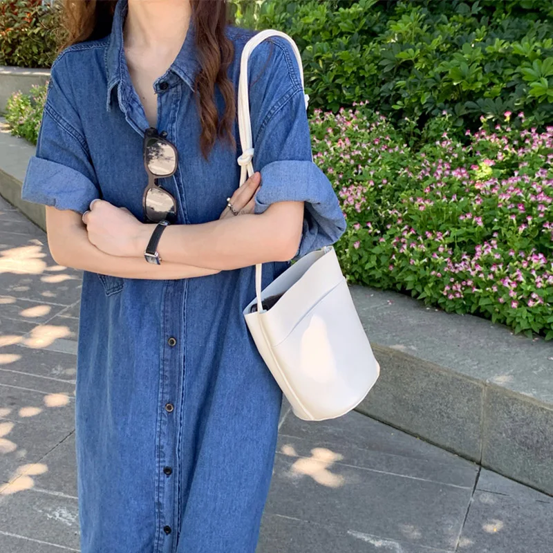 Платье-рубашка Piooni женское джинсовое популярное свободное однобортное из денима