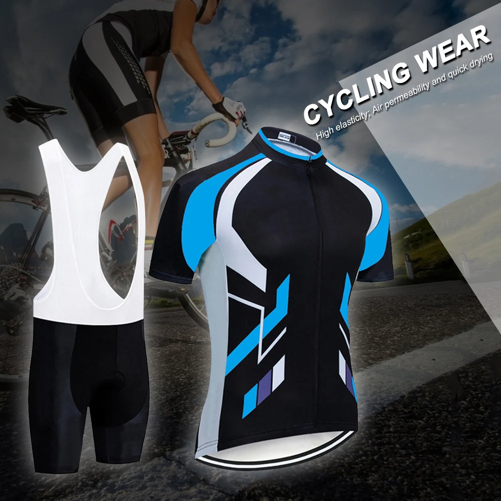 

Summer Men Cycling Short-Sleeved Sportwears Suit Solid Color Breathable Outdoor Sports Running Clothes Mountain Bike Riding Suit