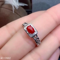 kjjeaxcmy fine jewelry natural red coral 925 sterling silver new women adjustable gemstone ring support test lovely