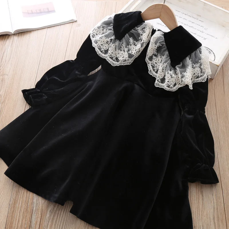 Модное детское кружевное платье принцессы для маленьких девочек зимние вечерние