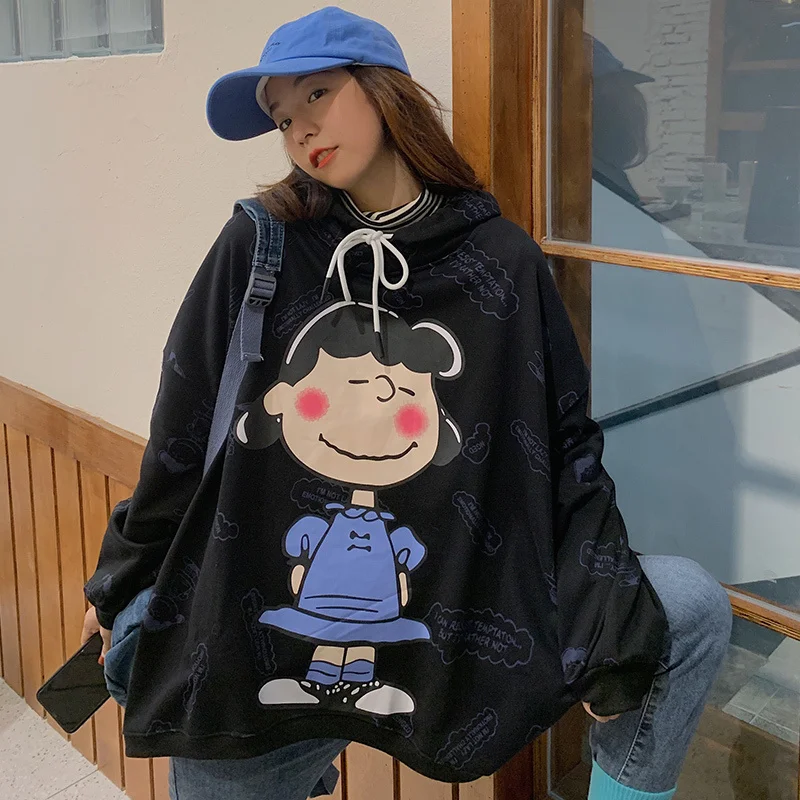 

Осенний корейский стиль с длинными рукавами и мультяшным принтом