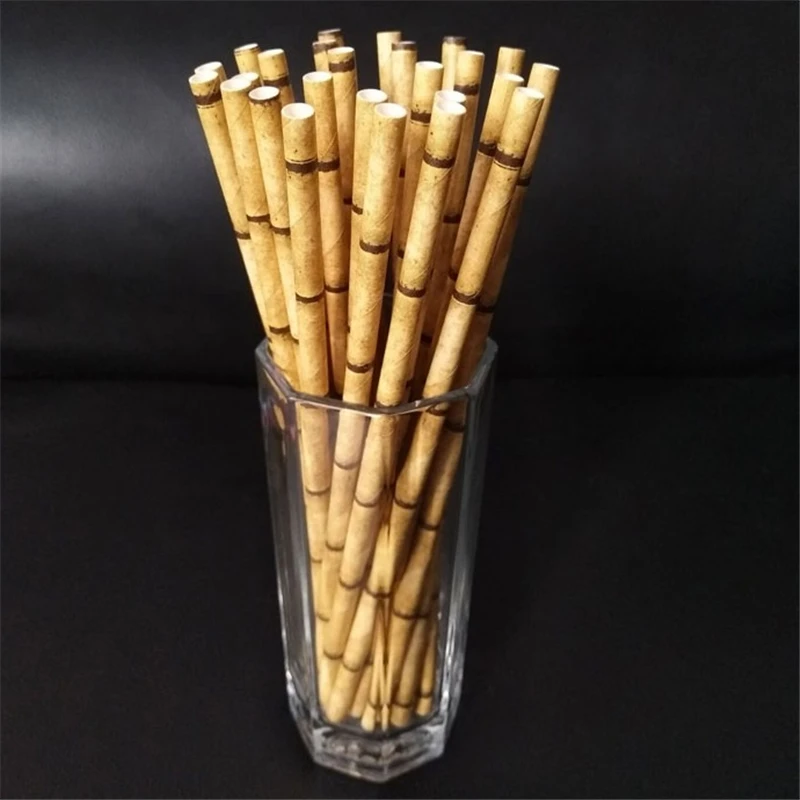 100pcs 19.7cm Paper Straw Reusable Bamboo Drinking Tube Party Supplie Decoration Cocktail Drink Accessory Barware | Дом и сад