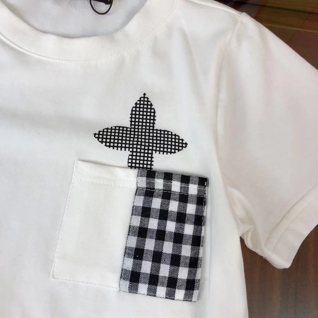 

High-end children's clothing 2021 children's sports suit summer boys and girls pure cotton plaid short-sleeved T-shirt shorts