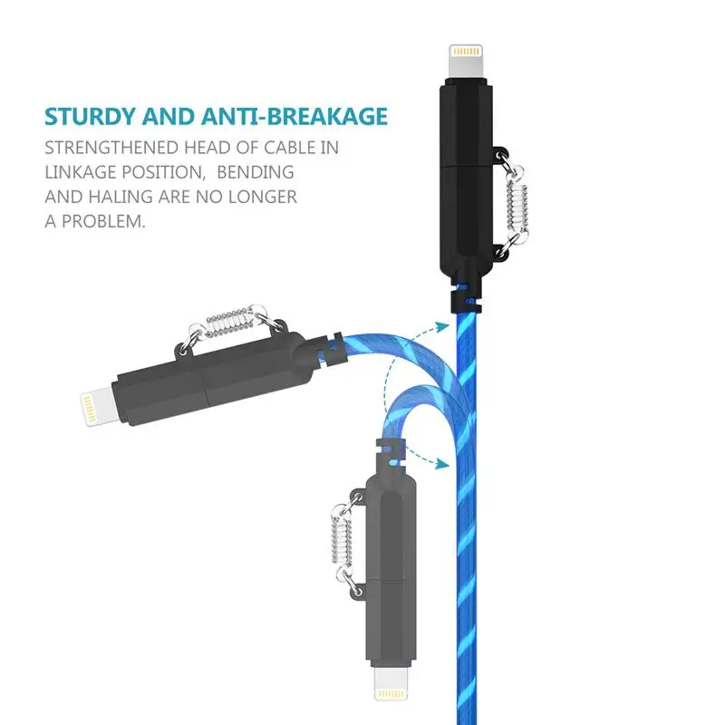 FOXNOVO 2 в 1 Течет EL светильник 8 pin ning и Micro USB кабель синхронизации данных зарядки