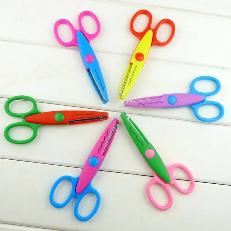 

5 Colors Stationery Laciness Scissors DIY Scrapbooking Photo Album Craft Wave Scissors Lace Diary Decoration Safety Scissors