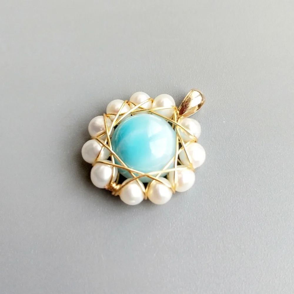 Женская подвеска из серебра 925 пробы с натуральным пресноводным