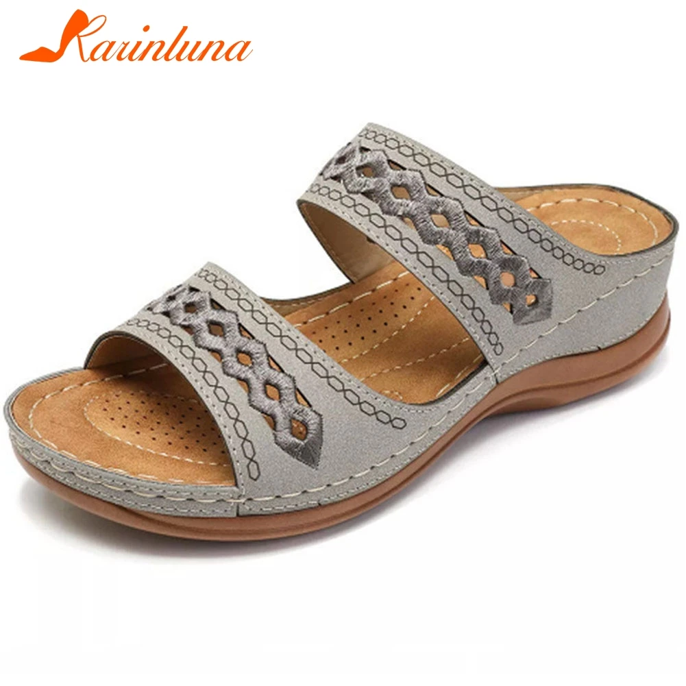 

Шлепанцы женские KARINLUNA, на низком каблуке, с открытым носком, в стиле ретро