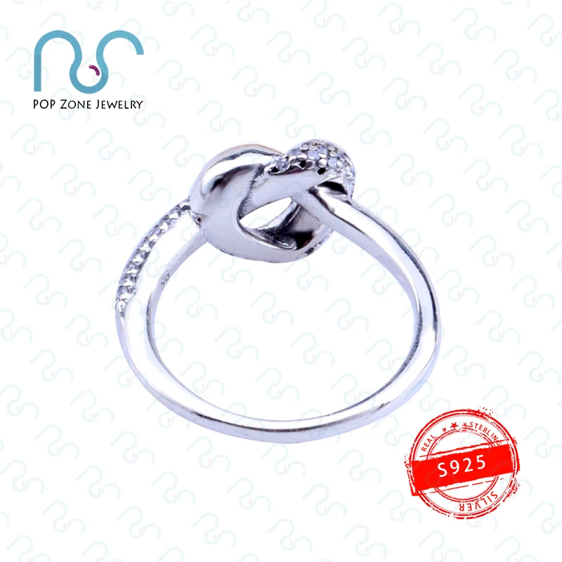 

S925 Sterling Silver Rings Brand Original Pan Knotted Heart Ring Statement Ring Charm Simplicity Fashion Women Ring Jewelry Gift