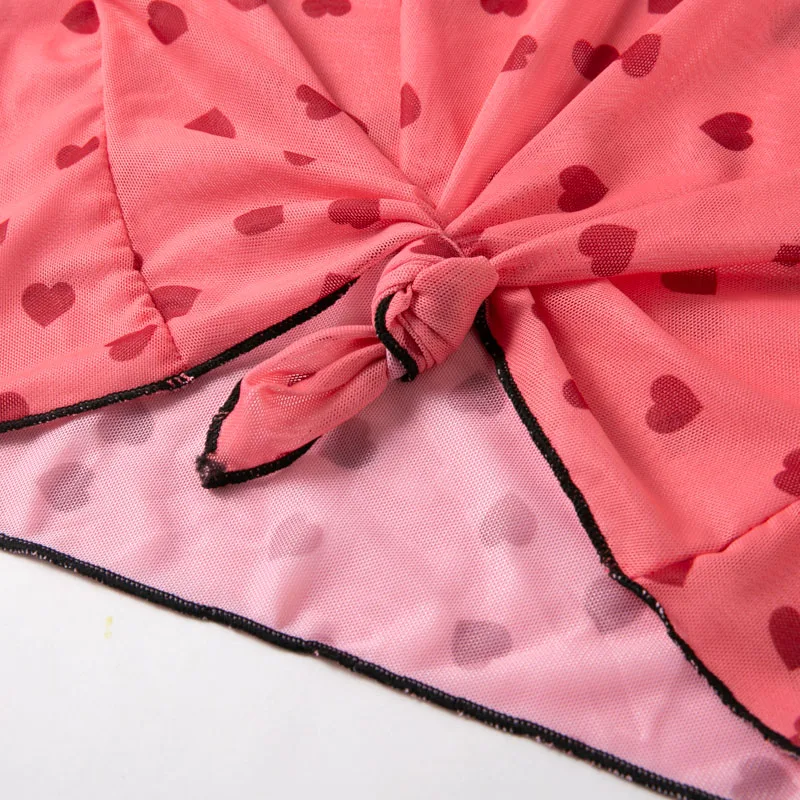 Женский сетчатый купальник пуш ап красное бикини с высокой талией и принтом 3 шт.