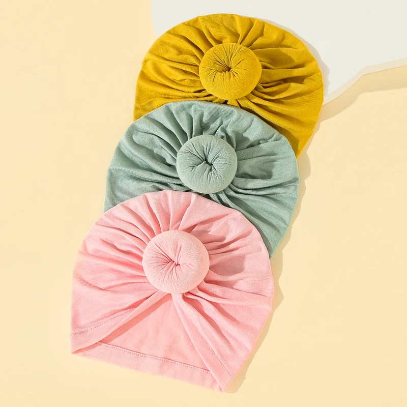 

3Pcs Baby Accessories For Newborn Toddler Kids Baby Girl Boy Turban Cotton Beanie Hat Winter Cap Knot Solid Soft Hospital Caps