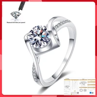 moissanite 1ct carat rings for women engagement s925 silver ring plated au750 d color bride jewelry drop shipping