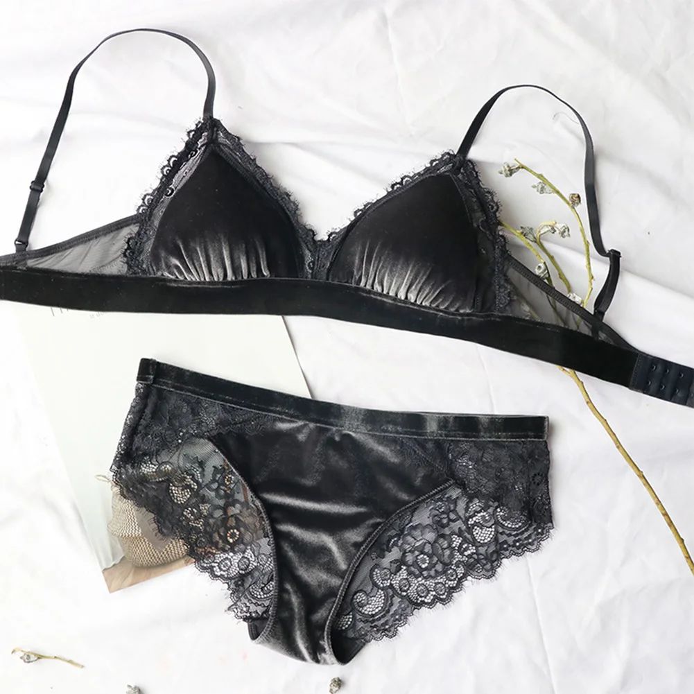 Женский Мягкий регулируемый ремешок с широкими полями, проволока, свободное нижнее белье, треугольная чашка, набор бюстгальтеров с мягкими чашечками, сборный бюстгалтер, бархат, кружево, дышащий