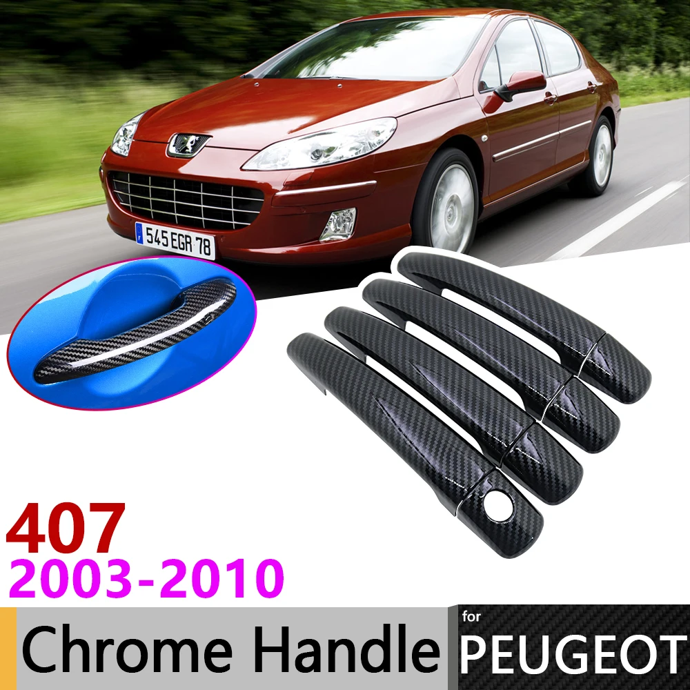 Черная накладка на дверную ручку из углеродного волокна для peugeot 407 sw 2003 ~ 2010 2004 2005