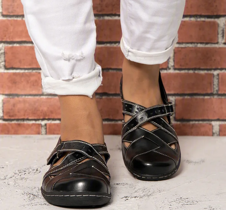 

Woman Summer Leather Vintage Sandals Buckle Casual Sewing Women Shoes Female Ladies Platform Retro Sandalias Date Sandals