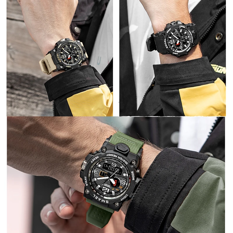 

SMAEL Top Brand Sport Watches For Men Luxury Military Clock G Waterproof Shock Dual Display Men's Quartz Digital Watch Relogio