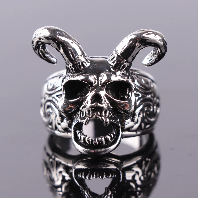 Панк Ретро демон череп мужские кольца Уникальные вечерние аксессуары