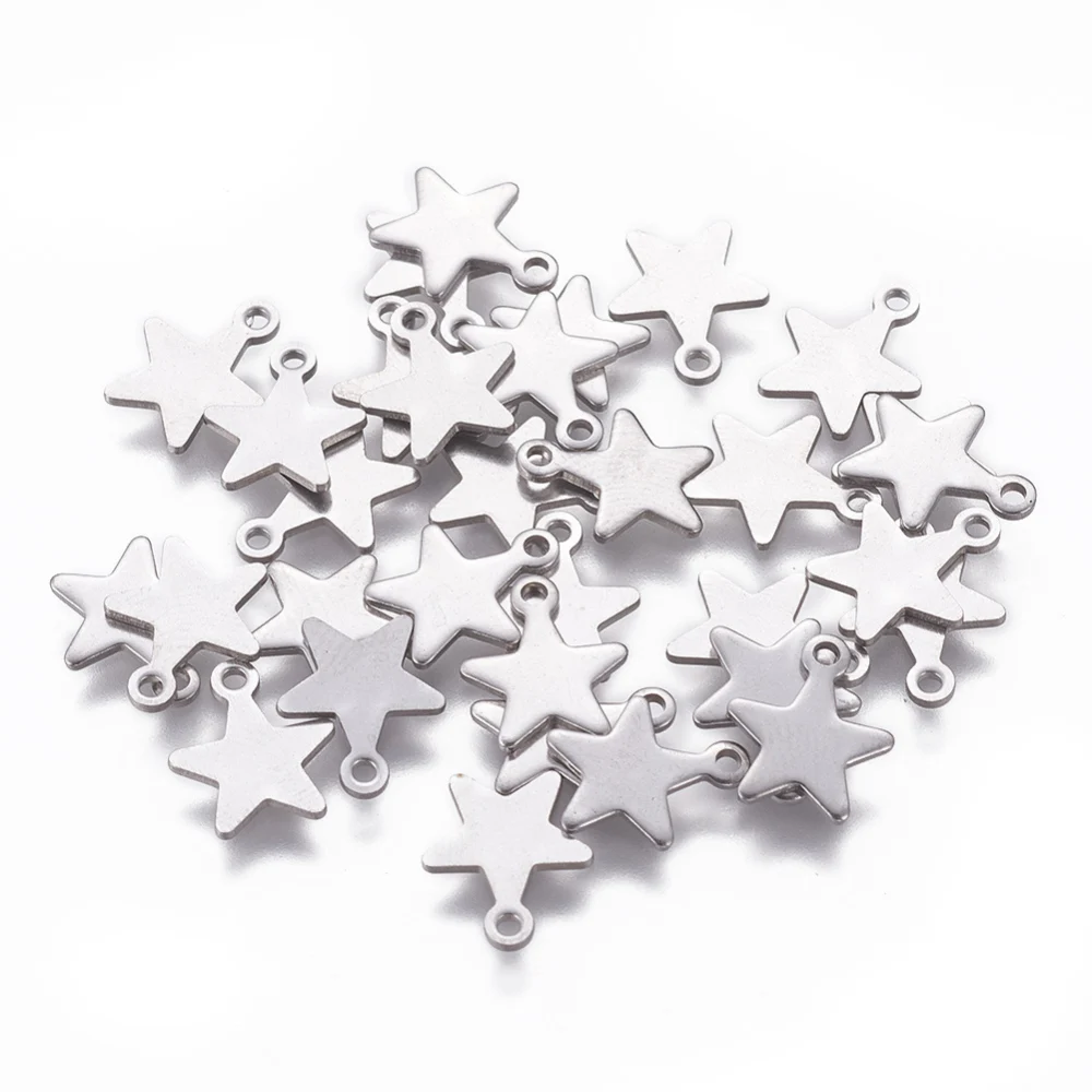 

20pcs 304 Stainless Steel Star Charms Jewelry Making DIY Bracelet Necklace Pendants Earring Findings Accessories 10x8x0.8mm