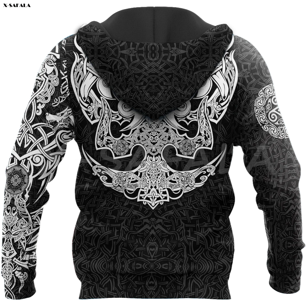 Толстовка Мужская/женская с 3D-принтом свитшот рисунком викингов руны