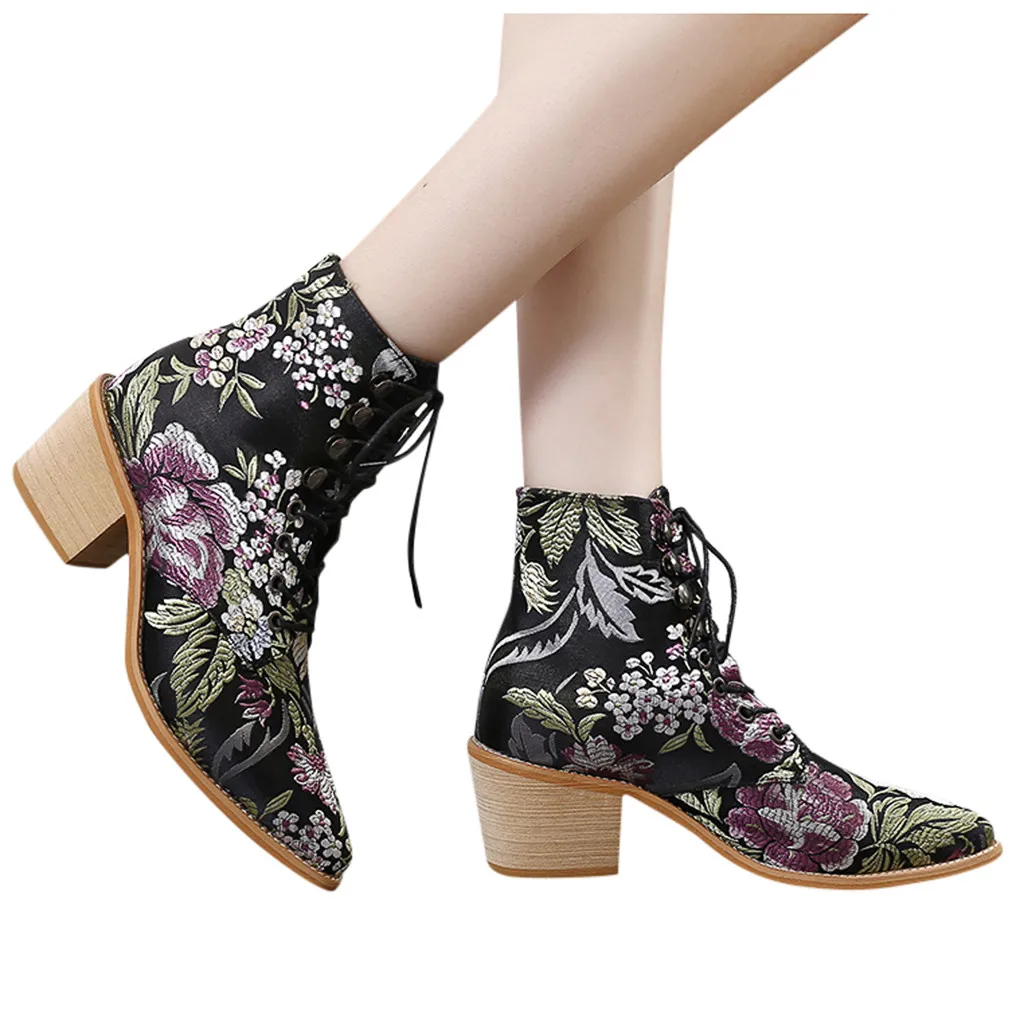 Винтажные женские полуботинки в богемном стиле модные тканевые ботинки на