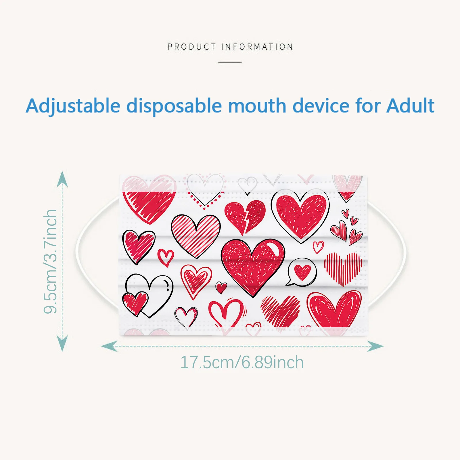 

100pcs Adult Romantic Love Heart Printing Breathable Disposable Couple Mask Three-layer Mask Valentine's Day Gifts mascarillas