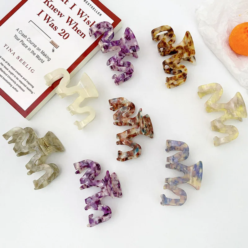 

Женские Винтажные заколки для волос из ацетата, модные аксессуары для волос в Корейском стиле, волнистые заколки для волос, заколки, головны...